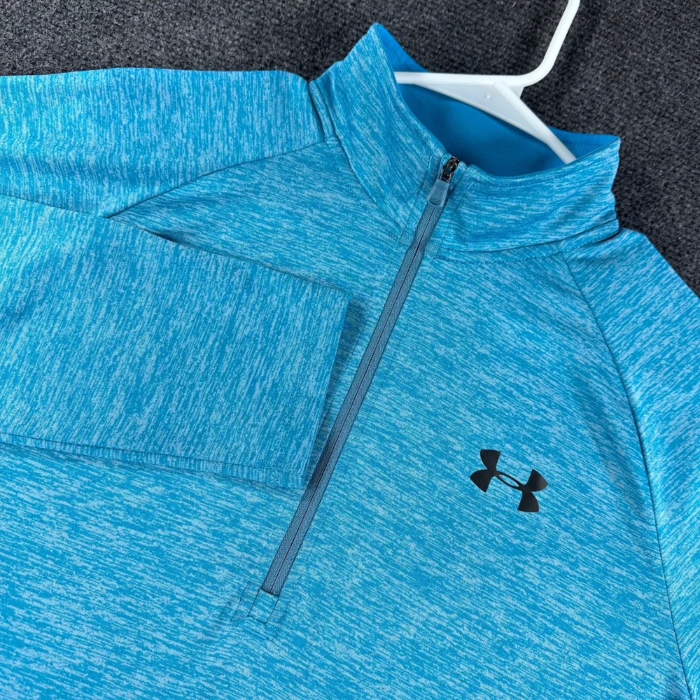 Under Armour Quarter Zip Pullover Mens MD Medium Blue Heather Space Dye Gym
